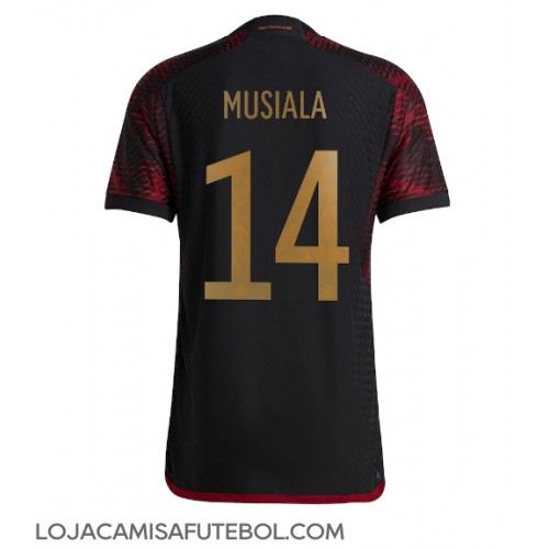 Camisa de Futebol Alemanha Jamal Musiala #14 Equipamento Secundário Mundo 2022 Manga Curta